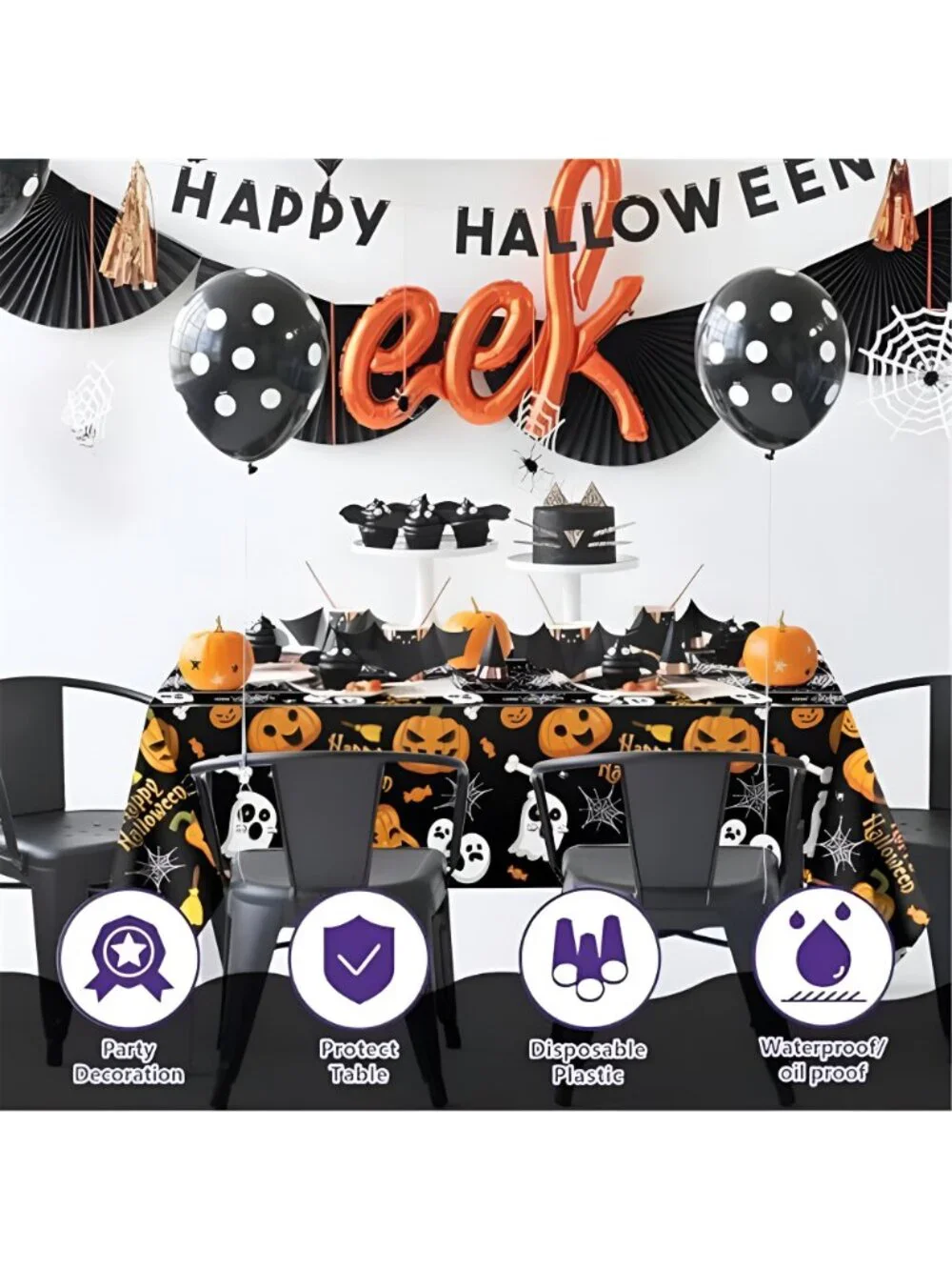 Halloween Decorations - Disposable Plastic Halloween Tablecloth | Halloween
